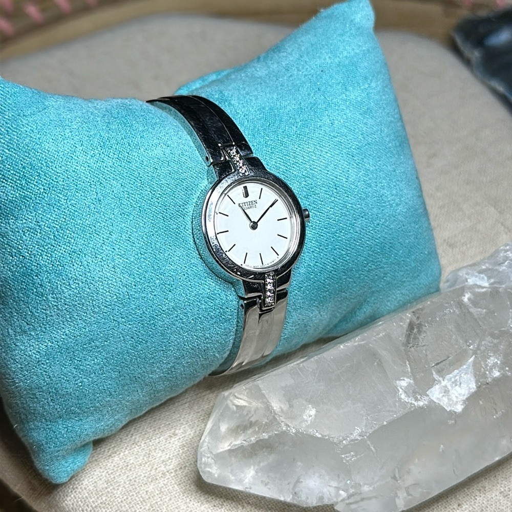 Citizen Women’s Stainless Steel Bangle Bracelet Silver Tone - AS IS No Battery